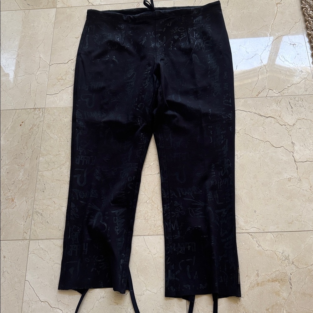 Paper Temples Black Patterned Kick Pants